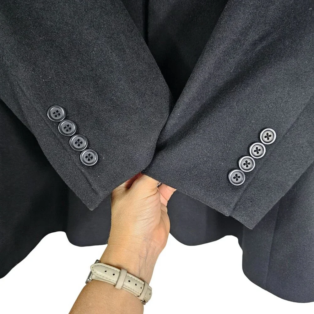 Club Room Wool‎ Silk Cashmere Blazer 48L Black Quiet Luxury Office Old Money
